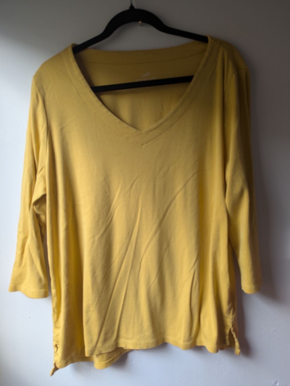J. Jill Soft V-Neck Long Sleeve Tee in Sunny Yellow
